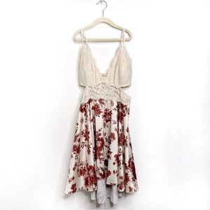 Joyfolie Melanie Cutout Lace Dress with Dark Wine Floral